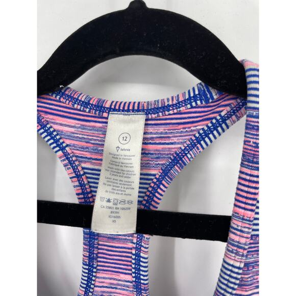 Ivivva Top Girls 12 Tank Keep Ur Cool Racerback Deep Space Flash Bleached Coral - Picture 3 of 3